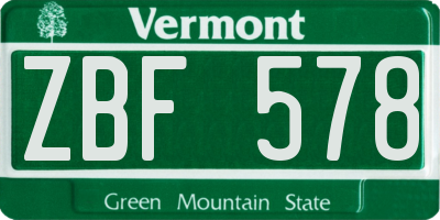 VT license plate ZBF578