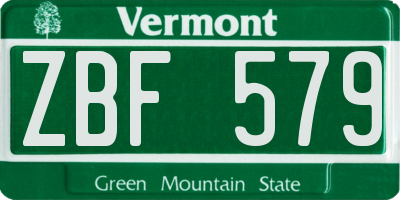 VT license plate ZBF579