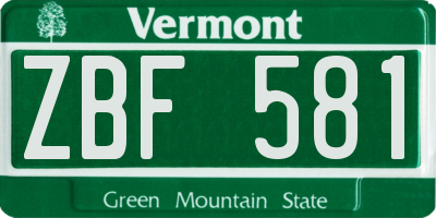 VT license plate ZBF581