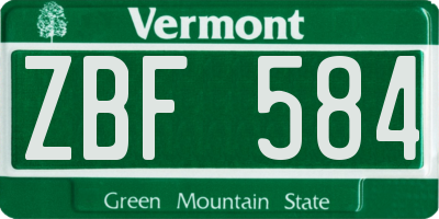 VT license plate ZBF584