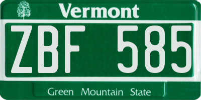 VT license plate ZBF585