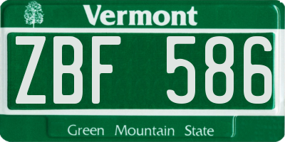 VT license plate ZBF586