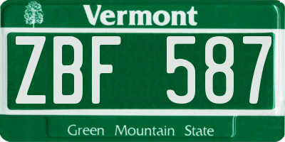 VT license plate ZBF587