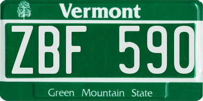 VT license plate ZBF590