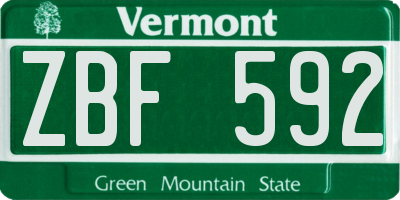 VT license plate ZBF592