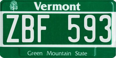 VT license plate ZBF593