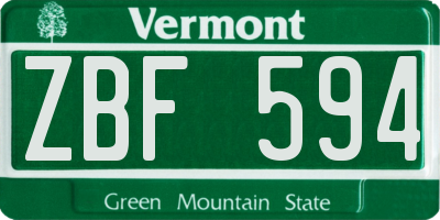 VT license plate ZBF594