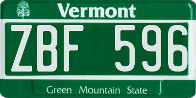 VT license plate ZBF596