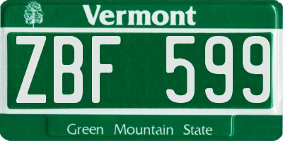 VT license plate ZBF599
