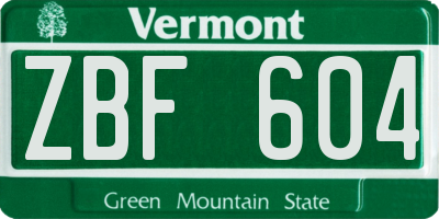 VT license plate ZBF604