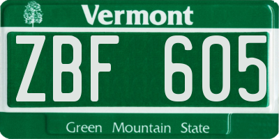 VT license plate ZBF605
