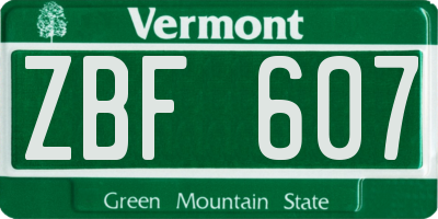 VT license plate ZBF607
