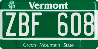 VT license plate ZBF608