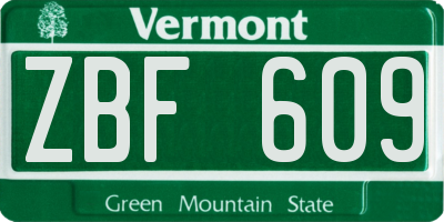 VT license plate ZBF609