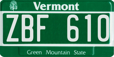 VT license plate ZBF610
