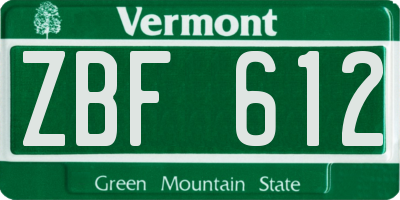 VT license plate ZBF612