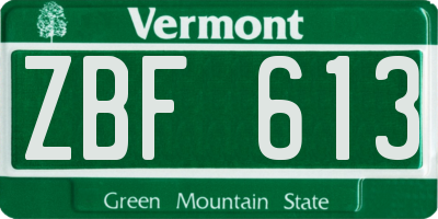 VT license plate ZBF613