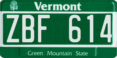 VT license plate ZBF614