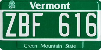 VT license plate ZBF616