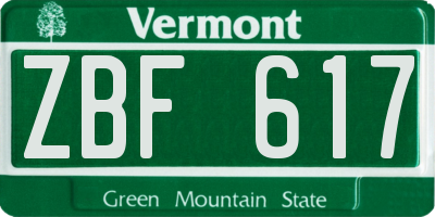 VT license plate ZBF617