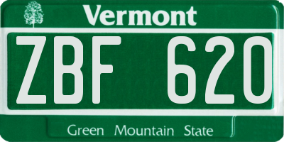 VT license plate ZBF620