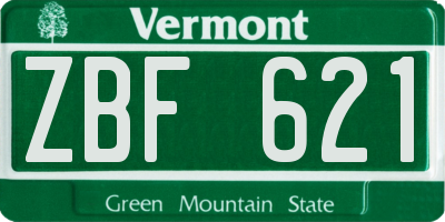VT license plate ZBF621
