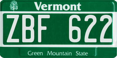 VT license plate ZBF622