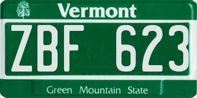 VT license plate ZBF623