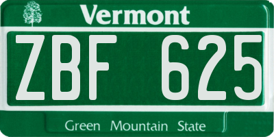 VT license plate ZBF625