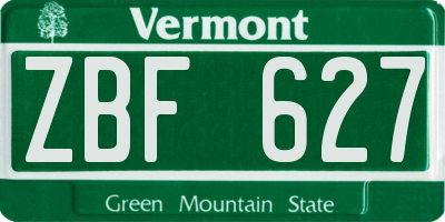 VT license plate ZBF627