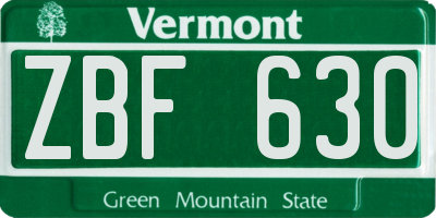 VT license plate ZBF630
