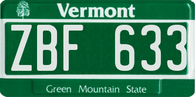 VT license plate ZBF633