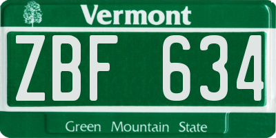 VT license plate ZBF634