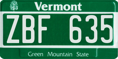 VT license plate ZBF635