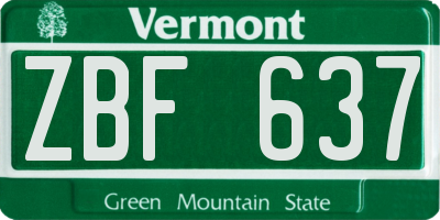 VT license plate ZBF637