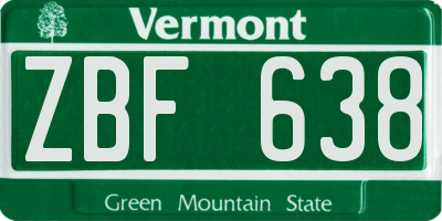 VT license plate ZBF638