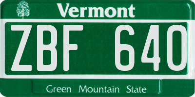 VT license plate ZBF640