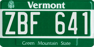 VT license plate ZBF641