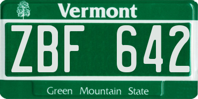 VT license plate ZBF642
