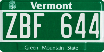 VT license plate ZBF644