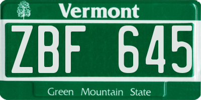 VT license plate ZBF645