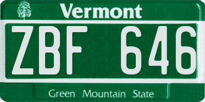 VT license plate ZBF646