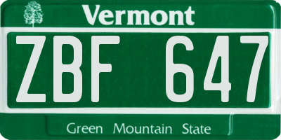 VT license plate ZBF647