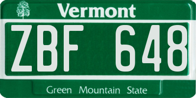 VT license plate ZBF648