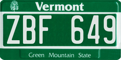 VT license plate ZBF649