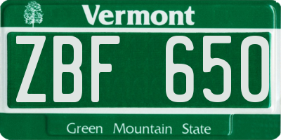 VT license plate ZBF650