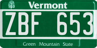 VT license plate ZBF653