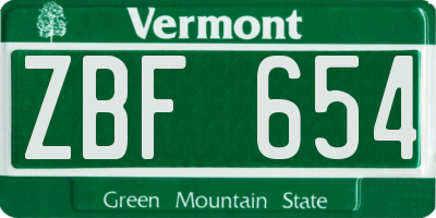 VT license plate ZBF654