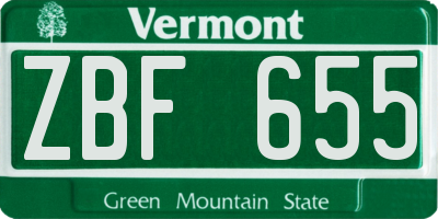 VT license plate ZBF655
