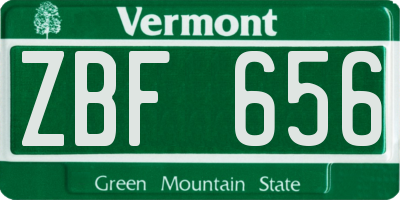 VT license plate ZBF656